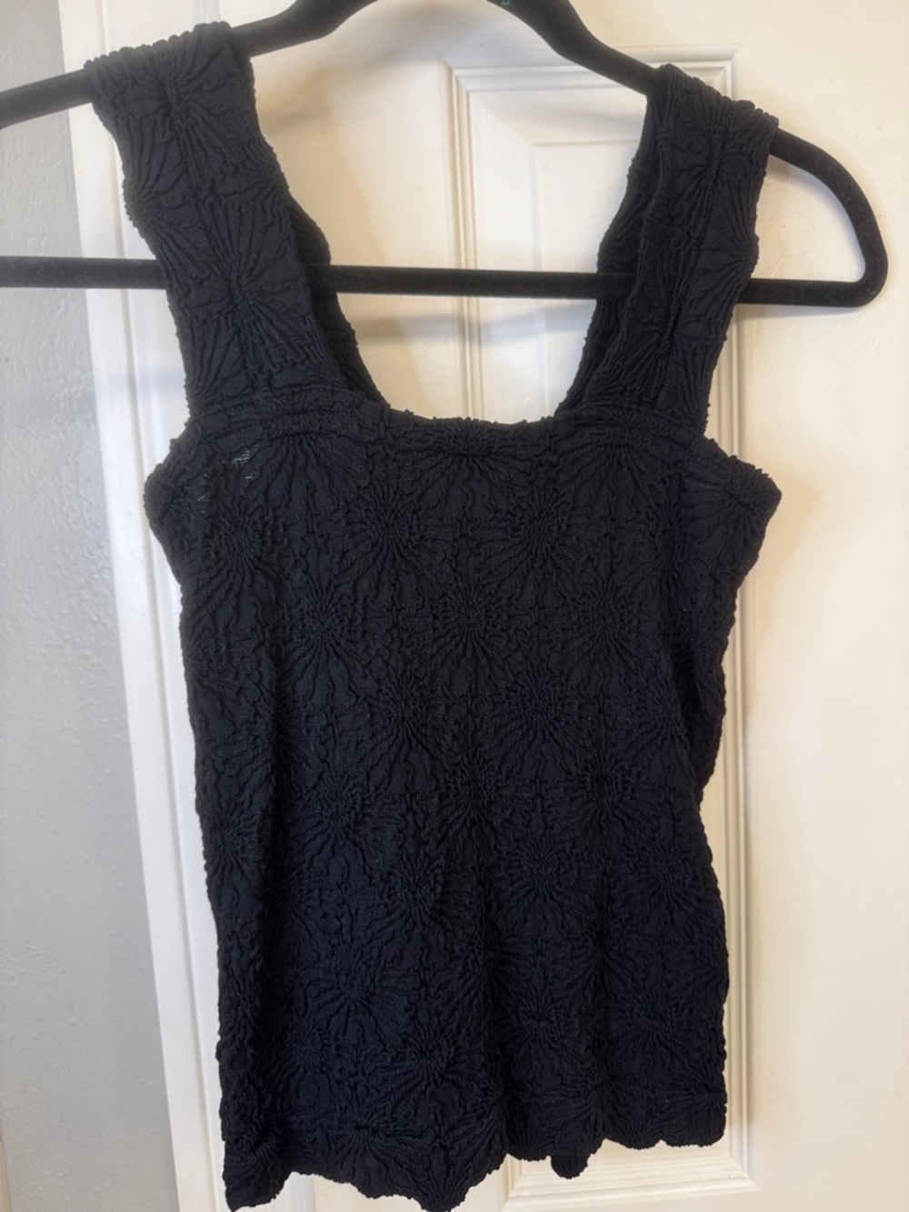 Altar'd State Black Textured Square-Neck Tank